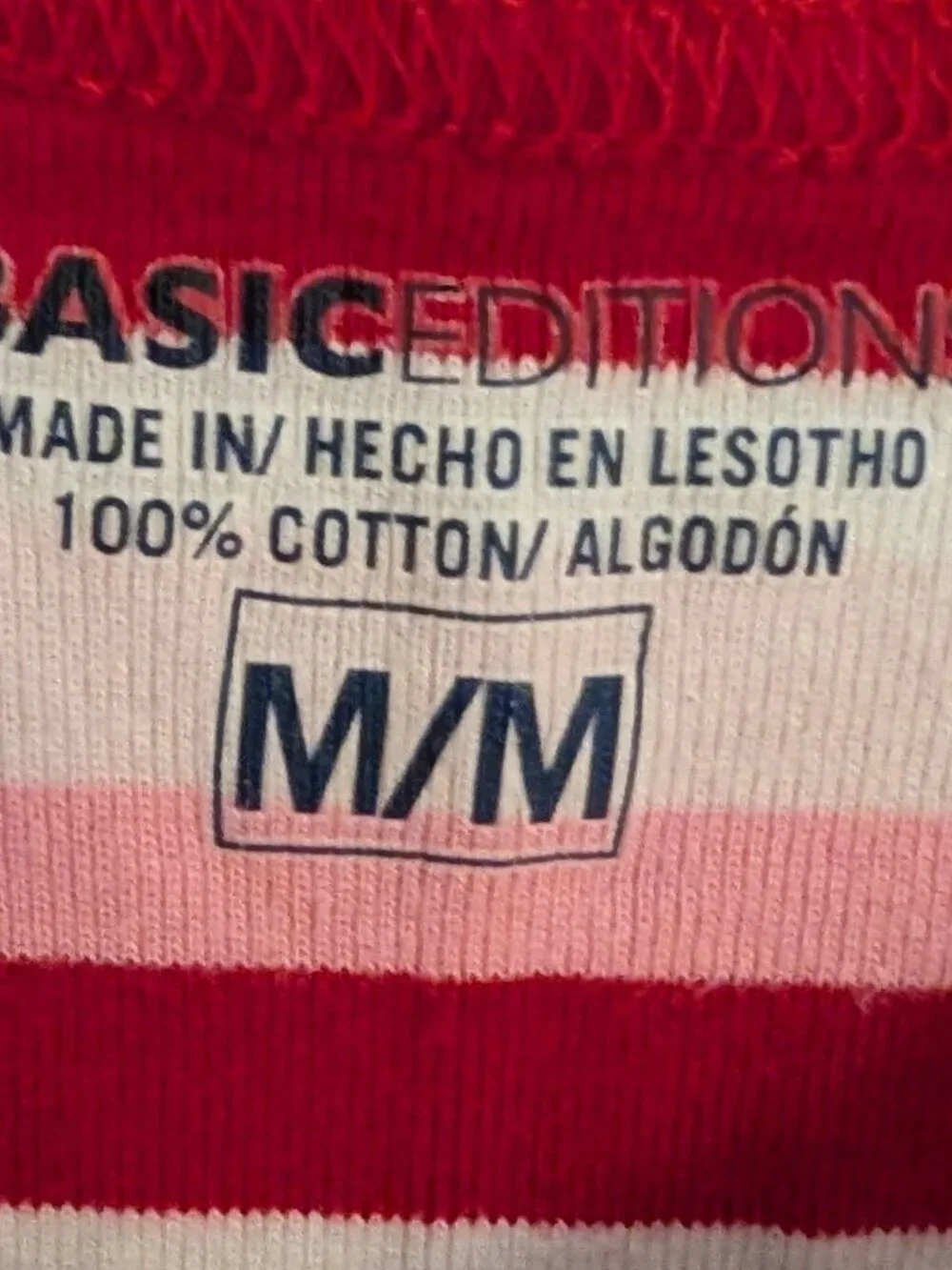 Women's Basic Editions Red/Pink/White Striped Sleeveless Tank Top - Size M
